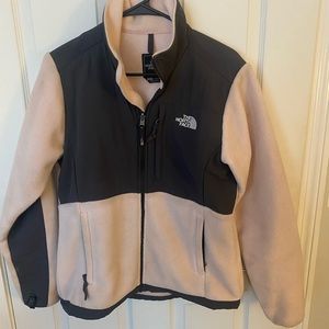 Light pink fleece north face jacket